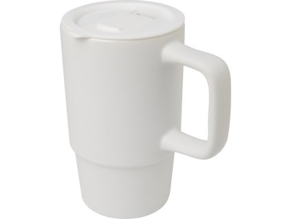 Keramický hrnček s vekom (450 ml) , white (Farba white)