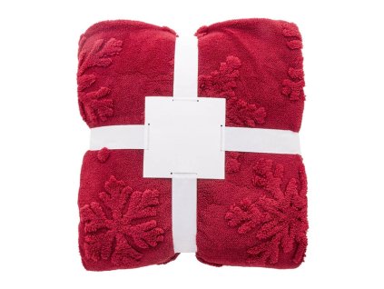 RPET vianočná deka s vločkou , Burgundy (Farba Burgundy)