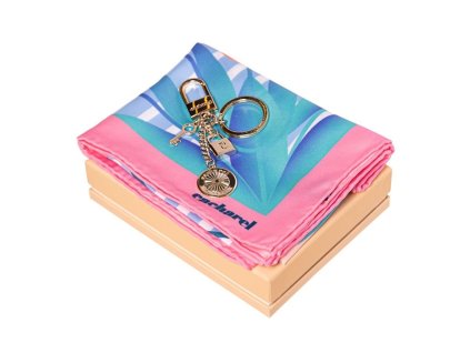 Sada - šatka a kľúčenka , Pink (Farba Pink)