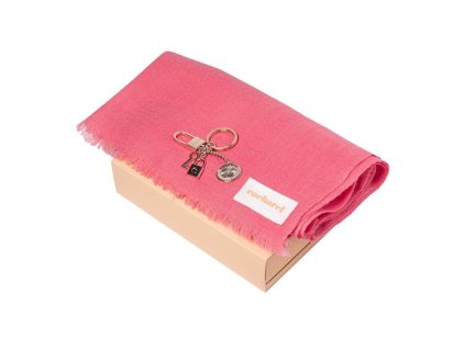 Sada - šál a kľúčenka , CORAL (Farba CORAL)
