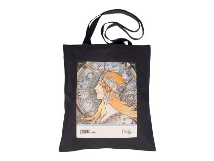 Bavlnená taška Alfons Mucha - Zodiak , Black (Farba Black)
