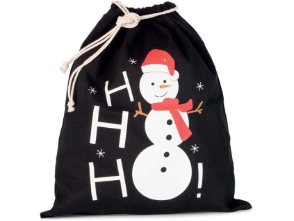 Vianočné vrecúško (220 g/m2) - snehuliak , Black (Farba Black)