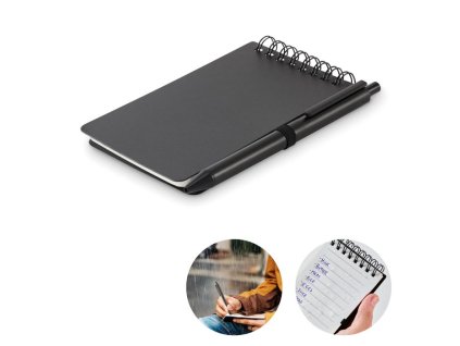 Vodeodolný zápisník s perom , Black (Farba Black)