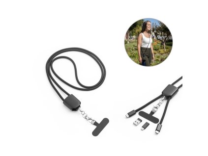 Šnúrka na mobil s káblami , Black (Farba Black)
