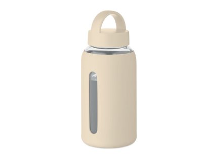 Sklenená fľaša (600 ml) so silikónovým návlekom , Beige (Farba Beige)