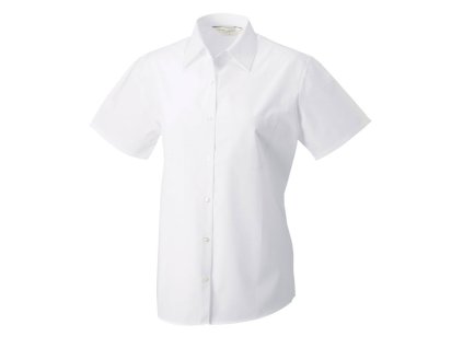 Ladies` Short Sleeve Classic Pure Cotton Poplin Shirt , white, 4XL (Farba white, Velkost 4XL)