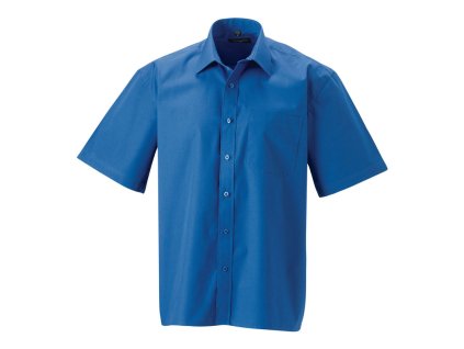Men`s Short Sleeve Classic Pure Cotton Poplin Shirt , aztec blue, 3XL (47/48) (Farba aztec blue, Velkost 3XL (47/48))