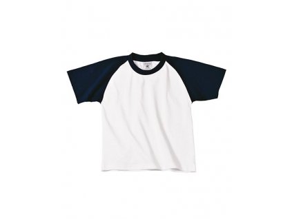 T-Shirt Base-Ball / Kids , white/navy, 3/4 (98/104)