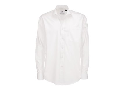 Poplin Shirt Smart Long Sleeve / Men , white, S (37/38)