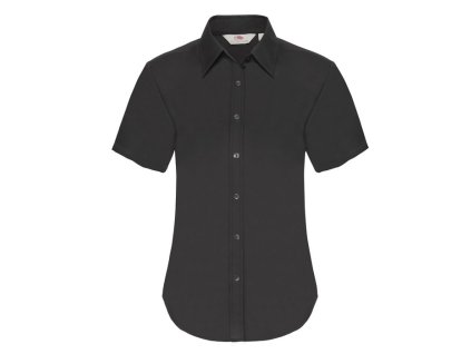 Ladies Short Sleeve Oxford Shirt , Black, L (Farba Black, Velkost L)