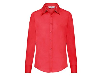 Ladies Long Sleeve Poplin Shirt , Red, S (Farba Red, Velkost S)