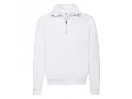 Classic Zip Neck Sweat , white, S