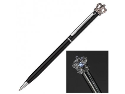 Guľôčkové pero s kryštálom Swarowski (modrá náplň) , Black (Farba Black)