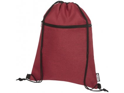RPET šnúrkový batoh , Heather dark red (Farba Heather medium grey)