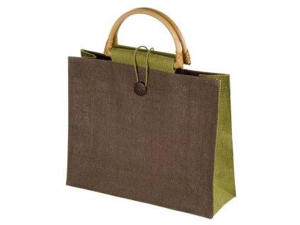 Jutová taška s bambusovou rúčkou , Green (Farba Green)