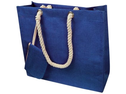 Jutová taška s peňaženkou na zips , Blue (Farba Blue)