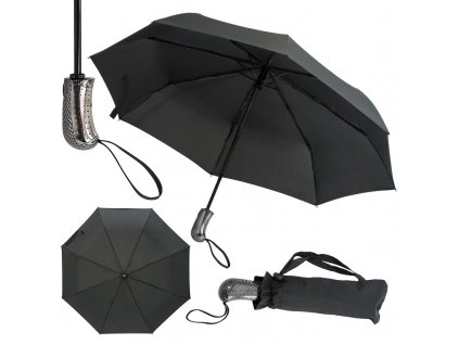 Automatický, skladací, vetru odolný dáždnik, priemer 96 cm , Black