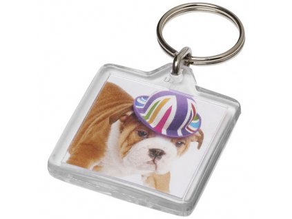 Štvorcová kľúčenka (32 x 32 mm) , Transparent clear (Farba Transparent clear)