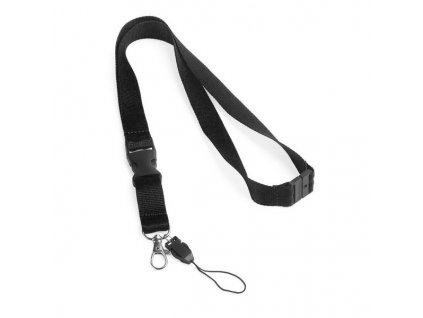 Šnúrka na krk s bezpečnostnou sponou (20 mm) , Black (Farba Black)