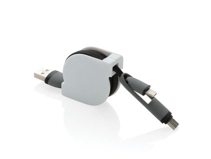 Navíjací nabíjací kábel 3 v 1 , Black (Farba Black)