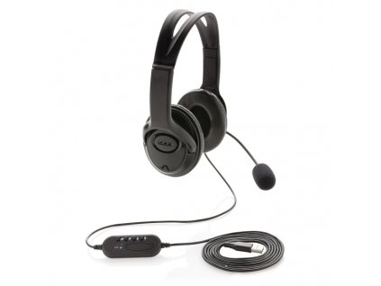 Kancelársky headset s mikrofónom , Black (Farba Black)