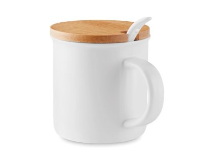 Porcelánový hrnček s lyžičkou (380 ml) , white (Farba white)