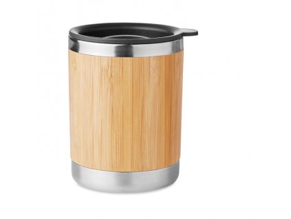 Dvojstenný hrnček, nerez/bambus, 250 ml , wood (Farba wood)