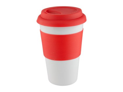 Keramický pohár s úchopom (400 ml) , red/white (Farba red/white)