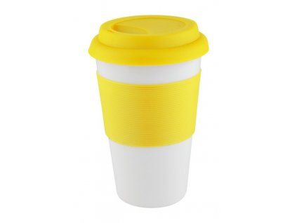 Keramický pohár s úchopom (400 ml) , yellow/white (Farba red/white)