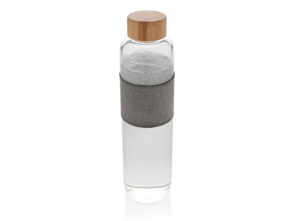 Sklenená fľaša s bambusovým uzáverom Impact , transp./grey (Farba transp./grey)