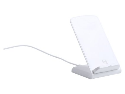 Plastový stojan na mobilný telefón s bezdrôtovou nabíjačkou , white (Farba white)