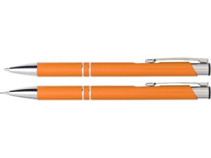 Kovová sada guľôčkové pero (modrá náplňa) a ceruzka , Orange (Farba Orange)