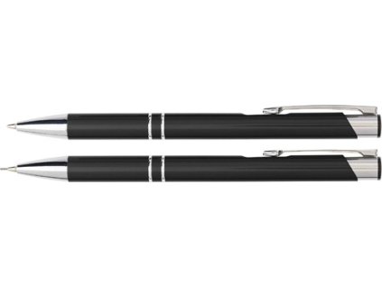 Kovová sada guľôčkové pero (modrá náplňa) a ceruzka , Black (Farba Orange)