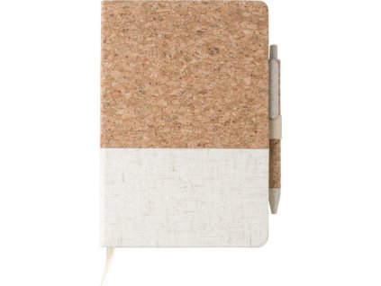 Zápisník z korku a ľanu a guľôčkové pero z pšeničnej slamy , Brown (Farba Brown)