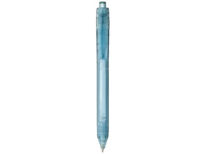 Guľôčkové pero z rPET (čierna náplň) , transparent blue