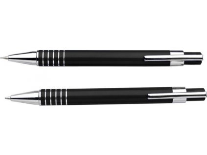 Guľôčkové pero (čierna náplň) a mechanická ceruzka , Black (Farba Black)