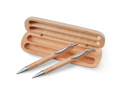Guľôčkové pero (čierna náplň) a mechanická ceruzka , wood