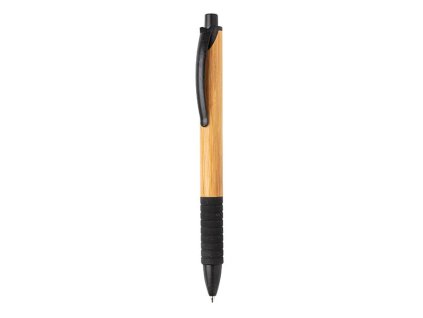 Guľôčkové pero z bambusu a pšeničnej slamy (modrá náplň) , Black
