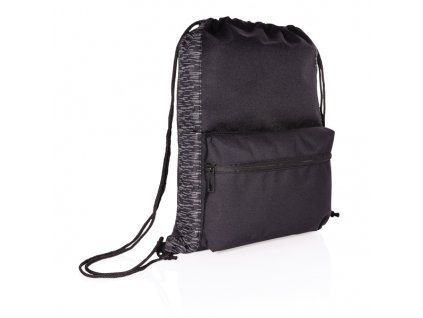 Reflexný šnúrkový batoh z RPET AWARE™ , Black