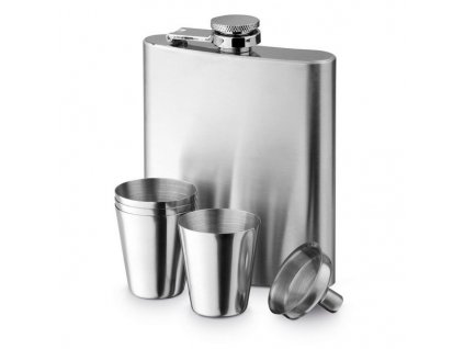 Sada náprsnej fľaše (200 ml) a 4 pohárikov (20 ml) , Silver (Farba Silver)