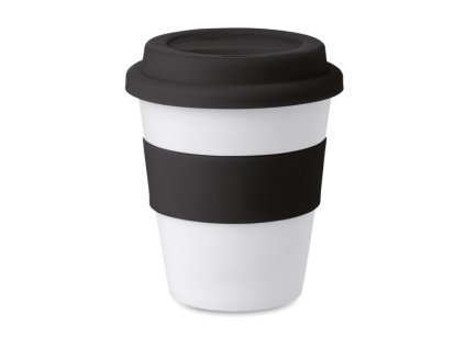 Plastový pohár s viečkom (350 ml) , Black (Farba Black)