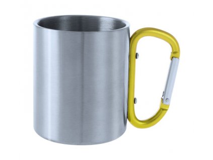 Nerezový hrnček s karabínkou 200ml , yellow/silver (Farba yellow/silver)