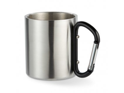 Hrnček s karabínkou, dvojstenný (220 ml) , Black (Farba Black)