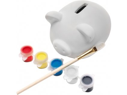 Pokladnička prasiatko s farbami a štetcom , white (Farba white)