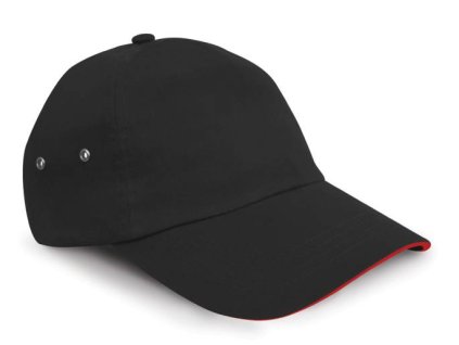 Printers' Plush Cotton 5 Panel Cap , black/red (Farba black/red)