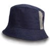 Deluxe Washed Cotton Bucket Hat with Side Mesh Panels , Navy