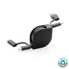 Nabíjací kábel 6 v 1 z RCS recyklovaného plastu a TPE , Black (Farba Black)