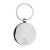 Okrúhla kľúčenka z RCS materiálu s bambusom , Silver (Farba Silver)