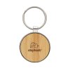 Okrúhla kľúčenka z RCS materiálu s bambusom , Silver (Farba Silver)