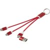 Nabíjací kábel 4v1 z recyklovaného hliníka/kľúčenka , Red (Farba Red)